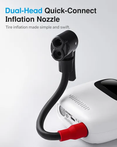 Miniatura 8 de Mini bomba de aire, inflador de neumáticos portátil de 150 PSI con medidor de presión digital, compatible con válvulas Presta y Schrader