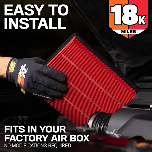 Miniatura 4 de K&N Filtro de aire del motor: Filtro de aire de repuesto de larga vida útil de 18,000 millas: compatible con Jeep/Dodge SUV V6/V8 2010-2019