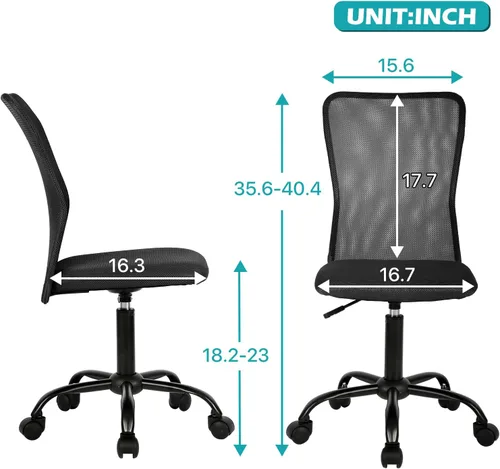 Miniatura 3 de Sillas de Oficina en Casa Sillas de Escritorio Pequeñas Ergonómicas Sin Brazos para Computadora Sillas Cómodas con Ruedas Silla de Tarea Silla