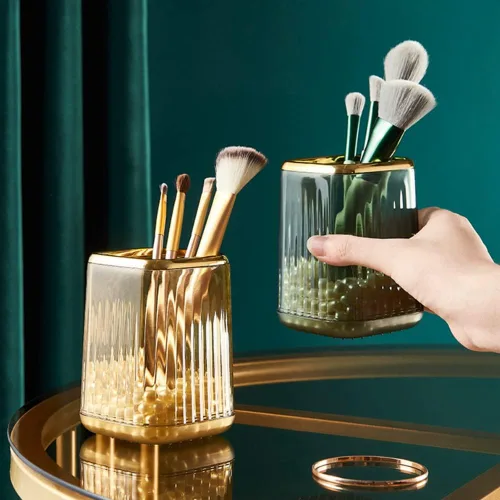 Miniatura 3 de Organizador portavasos para brochas de maquillaje para tocador, acrílico transparente, contenedor de almacenamiento para brochas de maquillaje con 3