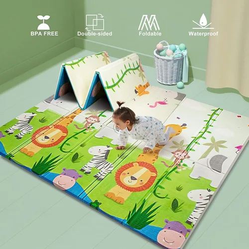 Miniatura 7 de UANLAUO Alfombra de Juego Plegable para Piso de 71x59 - Alfombra de Juego Gruesa de Espuma para Niños, Alfombras de Juego para Bebés y Niños Animal