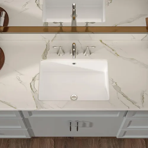 Miniatura 3 de Lordear Fregadero de baño de 18 x 12 pulgadas para empotrar bajo encimera, fregaderos de tocador rectangulares de cerámica de porcelana blanca pura