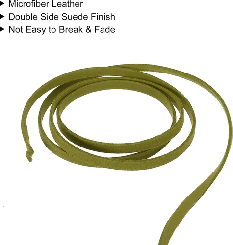 Miniatura 4 de uxcell Cordón de gamuza, 49.21 yardas, 0.197 in, cuerda plana de hilo de cuero para bolso, bolso, cordones de zapatos, manualidades, fabricación