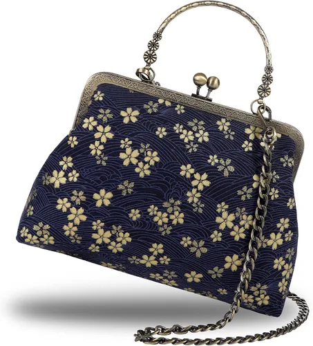 Bolso floral con asa superior, bolso de noche Kiss Lock para mujer, bolso vintage Floral, Kiss Lock, Vintage