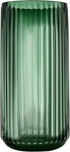 Florero cilíndrico pequeño de cristal verde acanalado para decoración de centros de mesa de comedor de granja