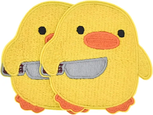 2 parches para planchar para ropa, lindo pato con tema de cuchillo, parches bordados para planchar para ropa, mochilas, jeans, camisa, chaqueta,