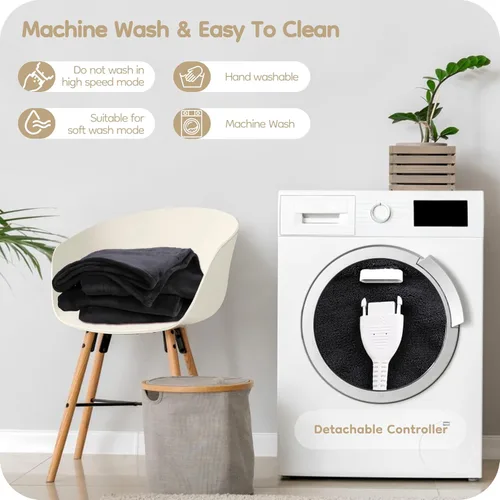 Miniatura 8 de LaffyLo Manta Eléctrica con Calefacción Tamaño Twin 62×84, Franela Transpirable y Lujosa, Regalo Suave y Cálido con Protección contra