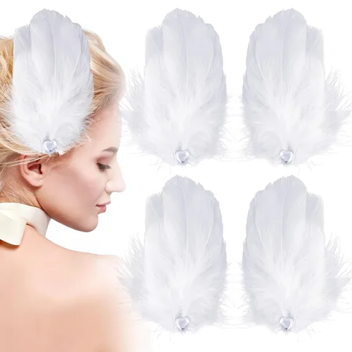 Miniatura 8 de ANCIRS Paquete de 4 pinzas para el pelo de plumas para mujer, pasadores de pelo en forma de ala mosca, accesorio para horquillas de los años 20, 2