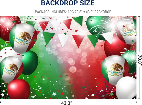 Miniatura 3 de Allenjoy Telón de fondo del Día de la Independencia mexicana para fotografías, Viva México, cumpleaños, baby shower, suministros de fiesta