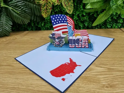 Miniatura 7 de Rykamia Blank USA Pop Up Card, Regalo de ciudadanía estadounidense, Regalo para un nuevo ciudadano estadounidense, Felicitaciones por convertirse