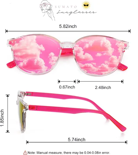 Miniatura 4 de Sumato - Lentes de sol para mujer ojo de gato rosado lentes espejados de moda con bloqueo UV400