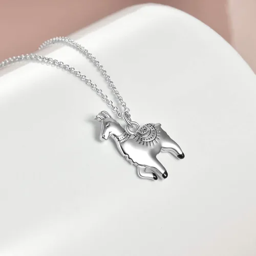 Miniatura 3 de ONEFINITY Collar de plata de ley con dije de llama de alpaca para mujeres y hombres