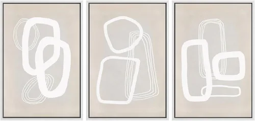 Miniatura 227 de SIGNWIN Lienzo enmarcado para pared, arte con pinceladas de flujo neutro en tonos beige abstractos, ilustraciones, arte moderno, decorativo