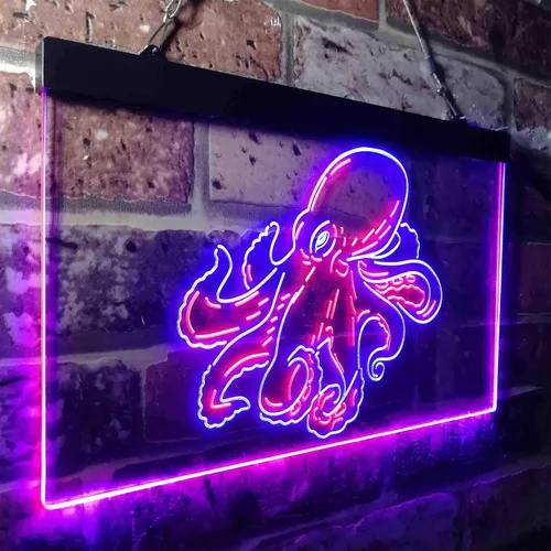 Miniatura 3 de ADVPRO Octopus Ocean Display Room Dual Color LED Neon Sign Azul y Rojo 12 x 8 pulgadas st6s32-i3734-br