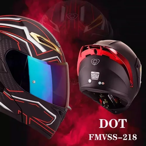 Miniatura 6 de Cascos de motocicleta modulares con Bluetooth de doble visera, aprobados por DOT FMVSS 218, casco de motocicleta abatible de cara completa