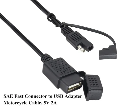 Miniatura 3 de Cable SAE a USB de 18 AWG, SAE a 2.1 A, adaptador de conector de enchufe de alimentación de puerto USB impermeable con cubierta a prueba de polvo