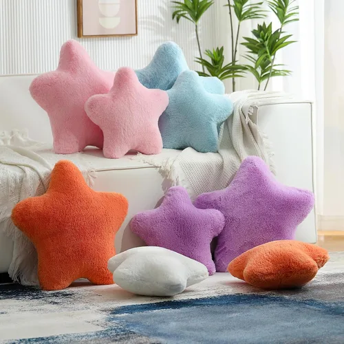 Miniatura 4 de YRXRUS Almohadas de estrella, almohada en forma de estrella negra, regalos de almohada decorativa, bonita decoración de habitación de felpa