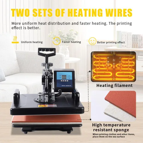 Miniatura 2 de Máquina de prensa de calor 15 en 1 mejorada para camisetas, sombreros, tazas, bolígrafos y más prensa de calor de 12 x 15 pulgadas, rotación de 360
