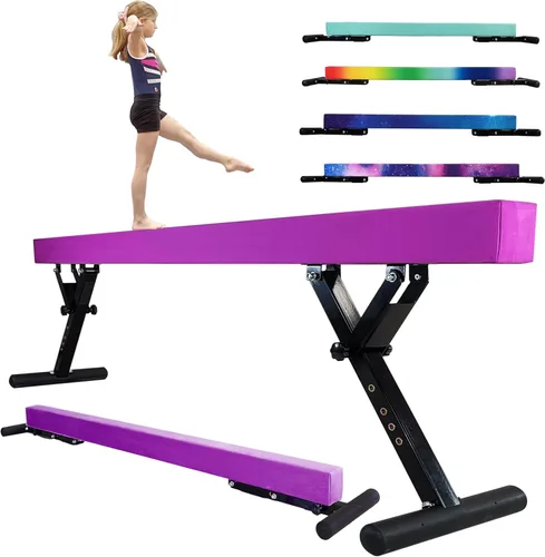 Miniatura 26 de FC Funcheer - Viga de equilibrio ajustable para niños - Viga de gimnasia de 8 pies - Viga de piso alto y bajo para todos los niveles de gimnasia