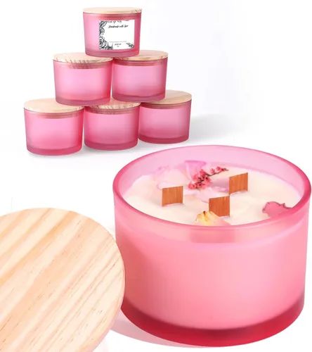 Miniatura 9 de Paquete de 6 tarros de vela de vidrio con tapas (16 onzas, transparentes) – Tarros de vela grandes para hacer velas de 3 mechas – Contenedores
