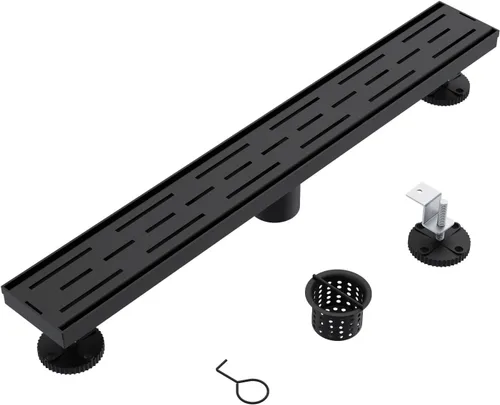 Miniatura 47 de ELLO&ALLO - Drenaje de piso de ducha con brida, rejilla extraíble de patrón cuadrado de 6 pulgadas cuadradas, acero inoxidable SUS 304, color negro