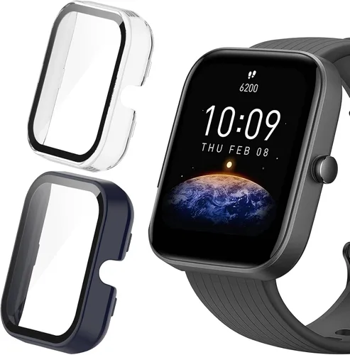 Miniatura 12 de Compatible con Amazfit Bip 3 Pro, Lamshaw Hard PC Case con protector de pantalla de vidrio templado compatible con Amazfit Bip 3 / Bip 3 Pro Paquete