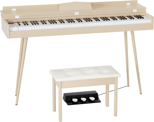 Miniatura 5 de HEXANT Piano digital ponderado de 88 teclas, teclado eléctrico de tamaño completo semi-ponderado vertical con 3 pedales y teclado multifuncional