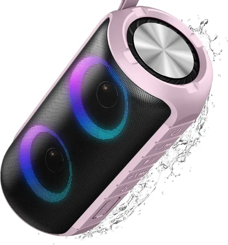 Miniatura 13 de Hupoaf Altavoz Bluetooth, altavoz inalámbrico portátil 2026 con sonido fuerte 6D, IPX7 impermeable, llamada HD, luces RGB, tiempo de reproducción