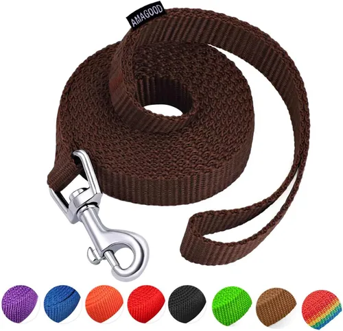Miniatura 45 de AMAGOOD 6 pies de correas para cachorros/perros, correa de estilo tradicional resistente con gancho de cuello fácil de usar, correa para perros Negro