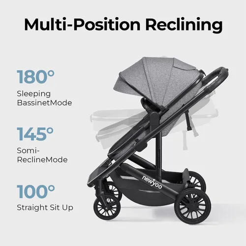 Miniatura 3 de newyoo Nestro 516M - Cochecito infantil convertible con asiento reversible y soporte para tazas, cochecito 2 en 1 orientado hacia atrás desde recién