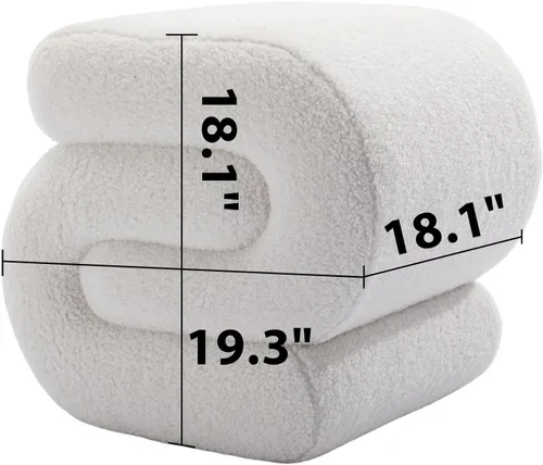 Miniatura 2 de Taburete otomano de maquillaje moderno en forma de S de tela de peluche, reposapiés debajo del escritorio, asiento adicional tapizado para sala