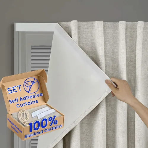 Miniatura 27 de Cortina opaca adhesiva, tratamiento completo de ventana de oscuridad para oficina en casa