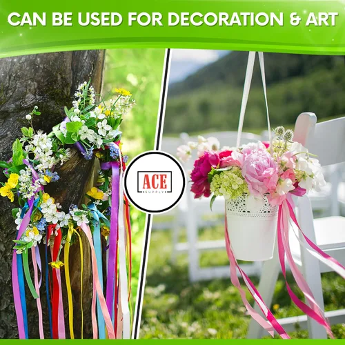 Miniatura 6 de Paquete de 144 cintas de señalización de colores surtidos, no adhesivas, 1.5 pulgadas de ancho, 150 pies de largo, 2 mil, cinta de árbol para ramas