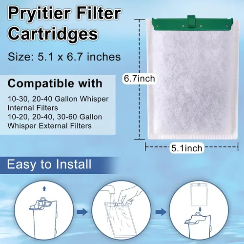 Miniatura 4 de Paquete de 6 cartuchos de filtro de acuario para filtros Whisper Bio-Bag, cartuchos de filtro de repuesto grandes para filtros Whisper 20i