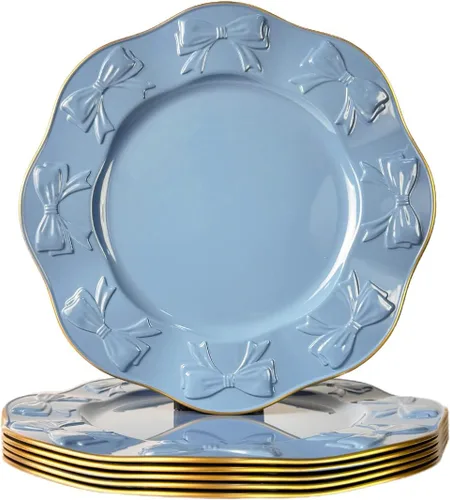 Miniatura 14 de Platos Base Blancos Antiguos, Platos Base Redondos de 13" para Platos de Cena, Juego de 6 Platos Base de Plástico para Bodas, Fiestas, Decoración