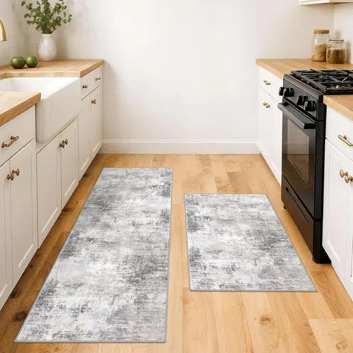 Miniatura 646 de IOHOUZE Alfombra abstracta lavable de 3 x 12 pies para pasillos, antideslizante para cocina, camino de entrada de lana sintética para interiores