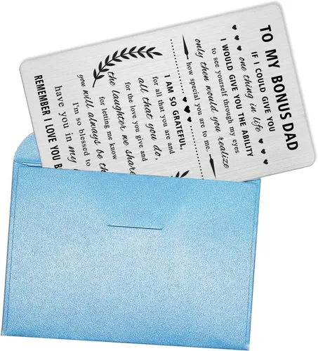 Miniatura 6 de Alotozo Regalos para padrastro agradecido, tarjetas grabadas para mi papá, regalo del día del padre para padrastro de parte de hija e hijo