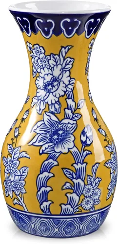 Miniatura 10 de Pequeño Jarrón Azul y Blanco, Pack de 2, Jarrón de Brotes de 6 Pulgadas de Cerámica, Jarrones Retro Chinoiserie para Decoración de Flores Frescas