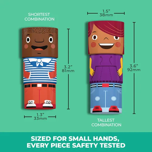 Miniatura 3 de Juego de amigos magnéticos multirraciales de 16 piezas, bloques de construcción de diversidad de madera para niños, muñecas multiculturales