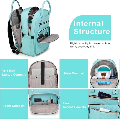 Miniatura 4 de Mochila YAMTION para mujeres y adolescentes, mochila escolar con USB para estudiantes universitarios, bolsa para portátil con TSA para trabajo