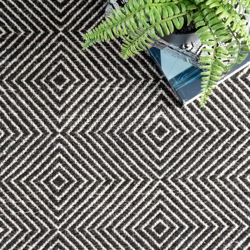 Miniatura 5 de nuLOOM Ago - Alfombra geométrica de lana, 8 pies 6 pulgadas x 11 pies 6 pulgadas, color negro