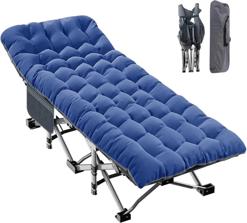 Miniatura 35 de ABORON Catre de Camping para Adultos de 28" Extra Ancho, Resistente 1200D Oxford Catre para Dormir, Cama de Campamento Plegable Portátil con Gris