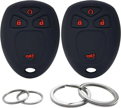 2 fundas de silicona para llavero con 4 botones, carcasa para control remoto, protector sin llave compatible con Chevrolet Silverado Suburban Tahoe