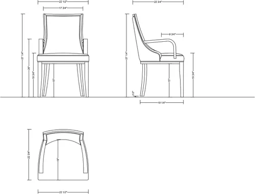 Miniatura 4 de Manhattan Comfort Grand - Silla de comedor de piel sintética con brazos, asiento acolchado con respaldo de ala, costuras rectangulares finas y marco