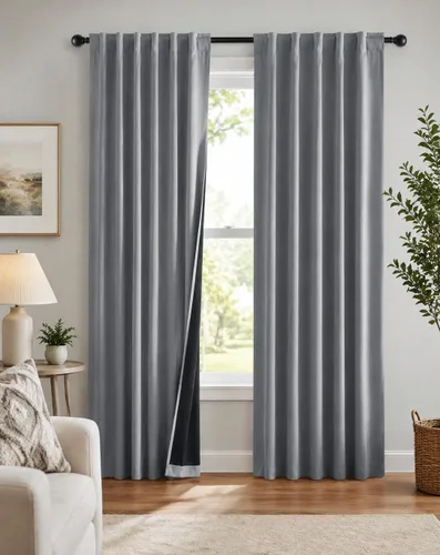 Miniatura 35 de PONY DANCE Cortinas opacas 100% cortas de 24 pulgadas de largo, medias cortinas con aislamiento térmico para ventanas pequeñas con parte trasera