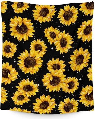 Regalos de girasoles: mantas pequeñas con temática de girasol de 40 x 30 pulgadas, regalos para niños y niñas, manta estética amarilla, suave,