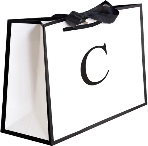 Miniatura 22 de QLSKO - Bolsa de regalo inicial con lazo de cinta, bolsa de papel horizontal personalizada, bolsa de regalo con monograma para cumpleaños
