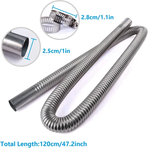 Miniatura 7 de Tubo de escape de acero inoxidable – Extensión de escape diésel flexible de 47 pulgadas para camiones/generadores, tubo anticorrosión con kit