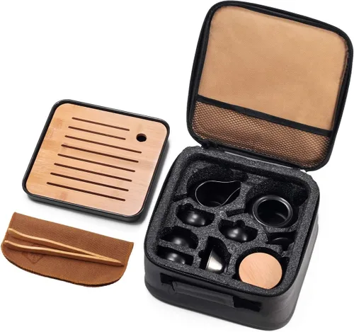 Miniatura 3 de Juego de Tetera y Tazas de Té Chino con Bandeja e Infusor - Juego de Té de Cerámica de Viaje, Tetera de Porcelana, Portátil Todo en Una Bolsa