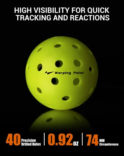Miniatura 4 de Warping Point Outdoor Pickleball Balls USAPA Approved 4 Pack, 12 Pack 40 Holes Competition Pickle Balls for Tournament Play Crack Resistant